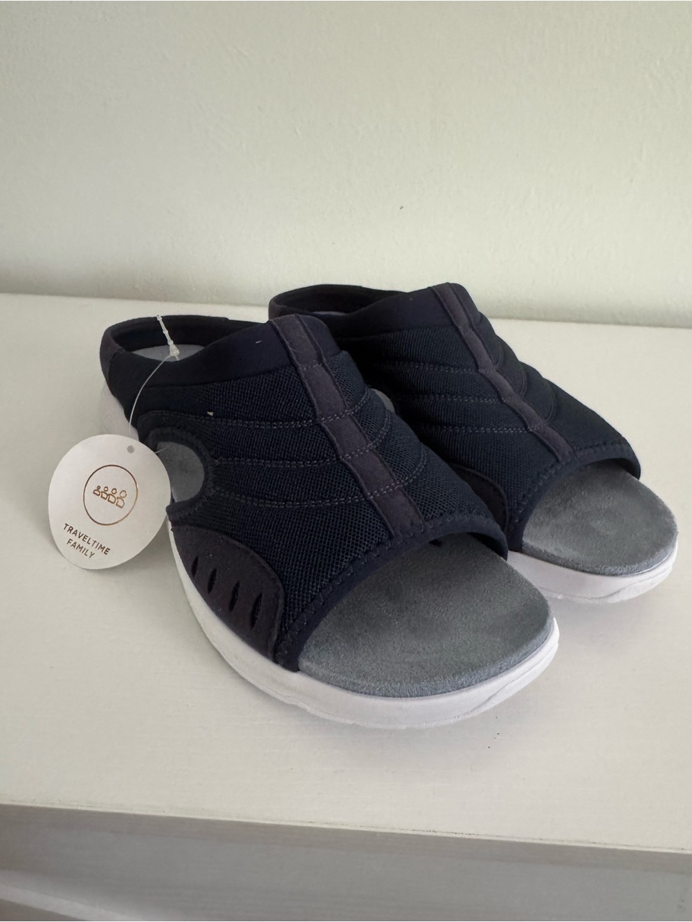 Easy Spirit Kids Navy Slide Sandals with White Sole